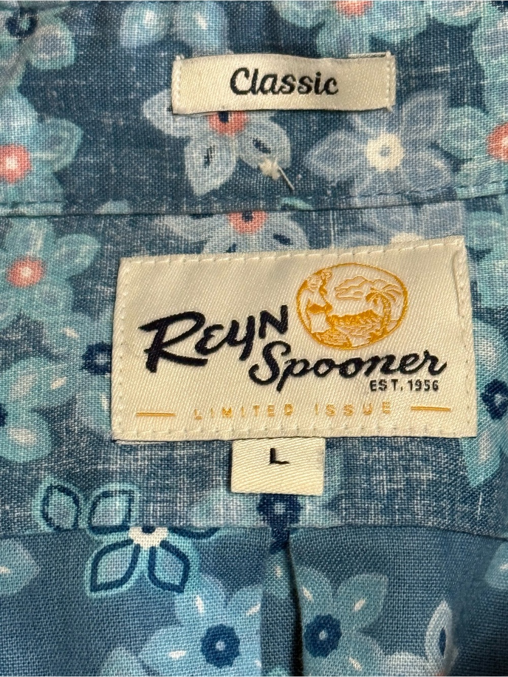 Reyn Spooner Limited Issue Hawaiian Aloha Pullover Shirt Blue Floral Men’s Large - Picture 3 of 8